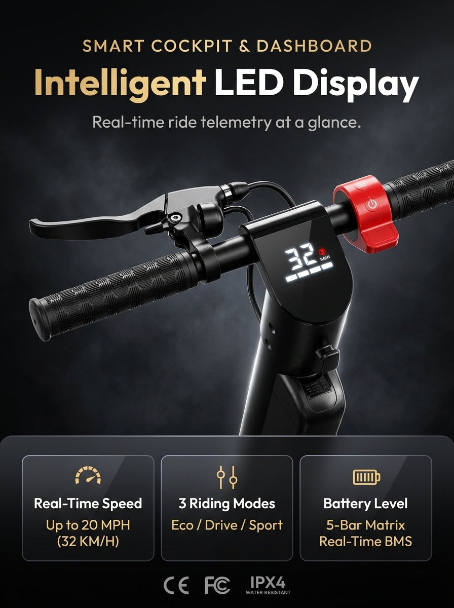 Electric Scooter for Adults – 350W Motor, 36V 10.4Ah Removable Battery, 10" Pneumatic Tires, Up to 20 MPH & 28-Mile Range, Foldable Commuter E-Scooter