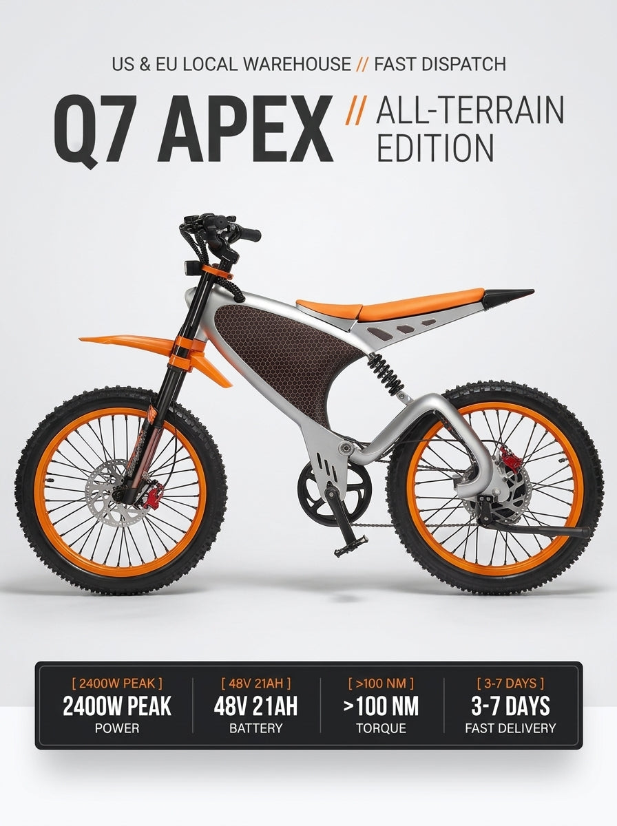 Electric Bike for Adults, 1200W Motor Peak 2400W, 48V 21Ah Battery Long Range E-Bike, 20" Fat Tire All-Terrain Electric Mountain Bicycle, Dual Suspension, 7-Speed, Dual Disc Brakes