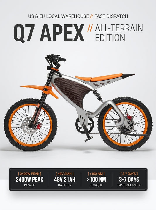 Electric Bike for Adults, 1200W Motor Peak 2400W, 48V 21Ah Battery Long Range E-Bike, 20" Fat Tire All-Terrain Electric Mountain Bicycle, Dual Suspension, 7-Speed, Dual Disc Brakes