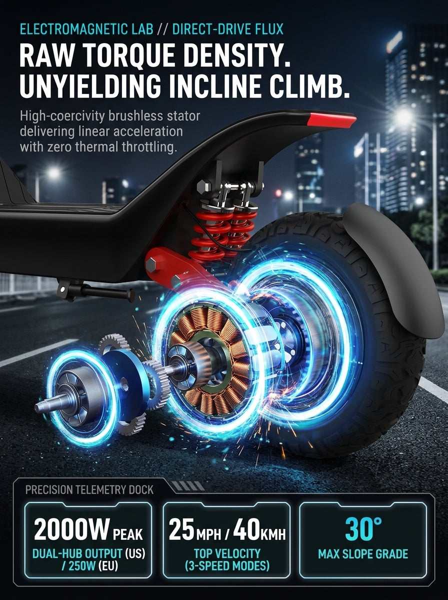 Electric Scooter for Adults, 2000W Dual Motor Off Road E-Scooter, Up to 25 MPH & 62 Miles, 48V 18.2Ah Removable Battery, 11" Fat Vacuum Tires, Dual Suspension & Disc Brakes, Foldable